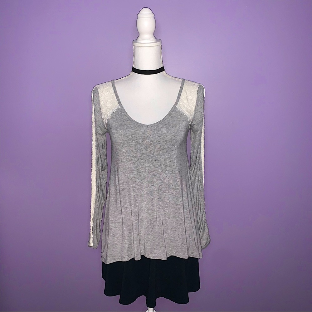 Abercrombie Grey Lace Detailed Top